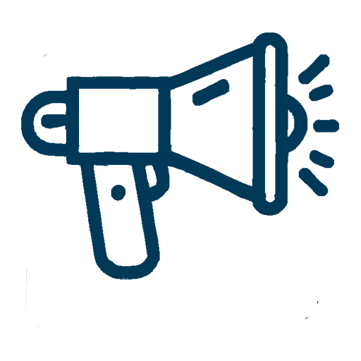 Illustrazione di un megafono stilizzato, usato come simbolo di comunicazione, diffusione e promozione di contenuti audio e podcast.