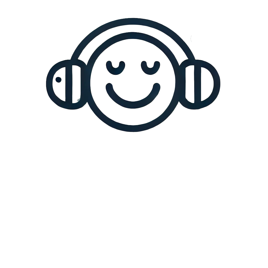 Disegno stilizzato di un volto sorridente con cuffie, simbolo dell’esperienza di ascolto e fruizione dei podcast.