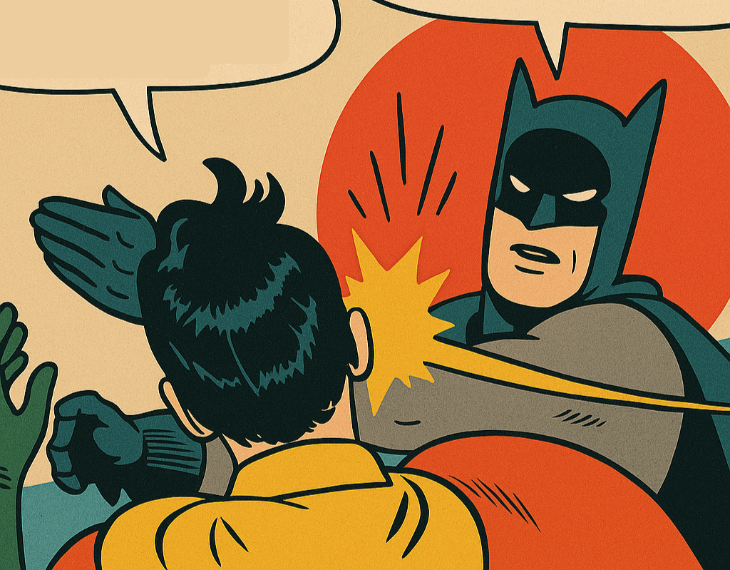 Meme di Batman che schiaffeggia Robin