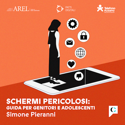 Copertina del podcast Schermi pericolosi di Simone Pieranni, guida per genitori e adolescenti sui rischi legati agli smartphone, ai social media e alla dipendenza digitale.