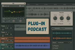 Interfaccia software di editing audio con equalizzatore, riverbero e tracce multitraccia per podcast.