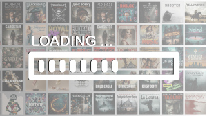 Podcast e intelligenza artificiale: Collage di copertine di podcast internazionali con barra di caricamento e scritta “Loading…”
